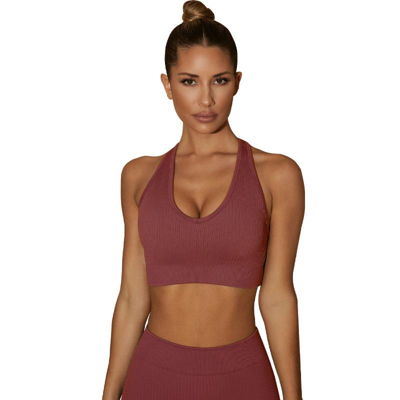 cross-border high-strength seamless yoga clothes women's push-up shock-absorbing fitness clothes summer running exercise vest top Item Picture
