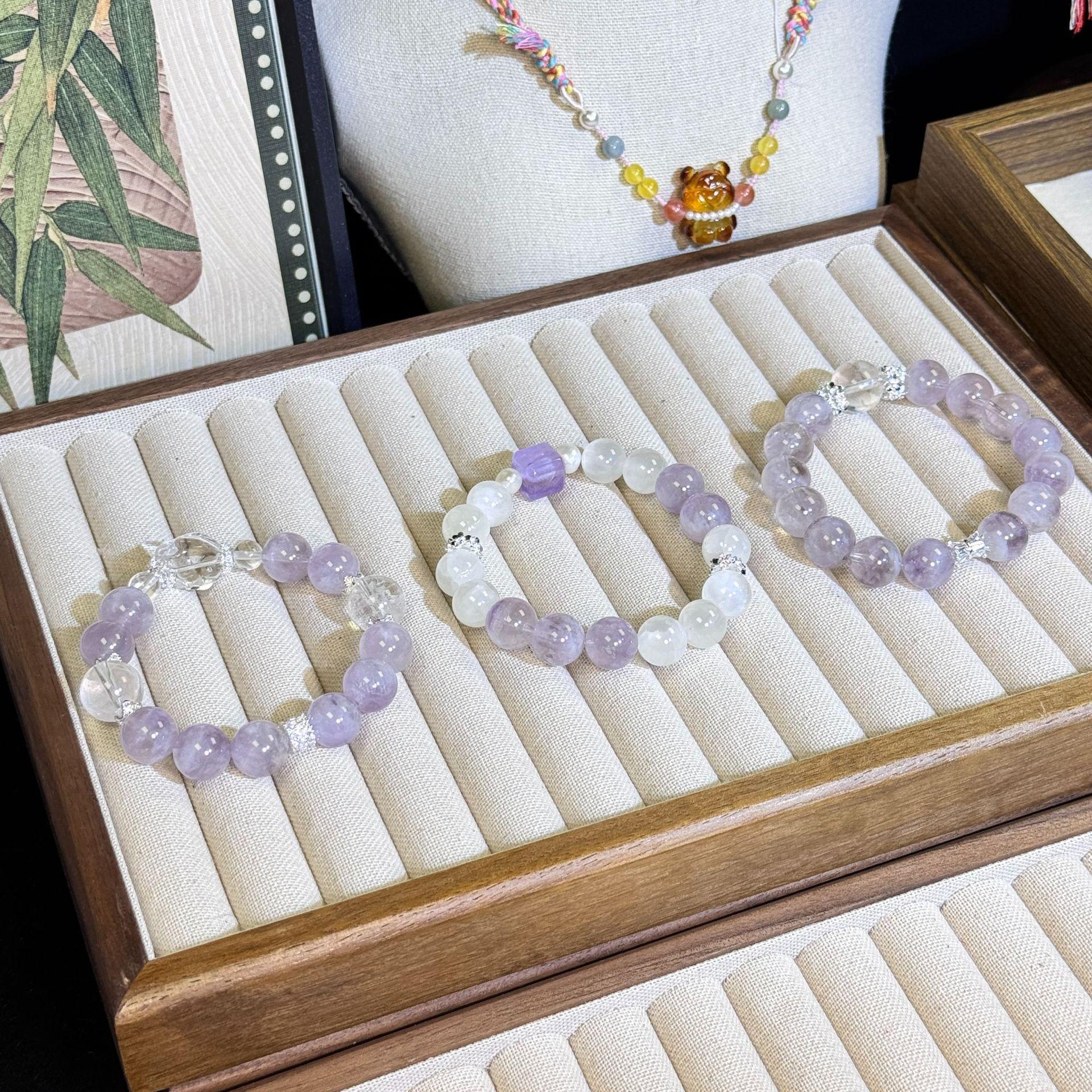 natural purple rabbit fur crystal bracelet white crystal shaped diy bracelet crystal bracelet ornament