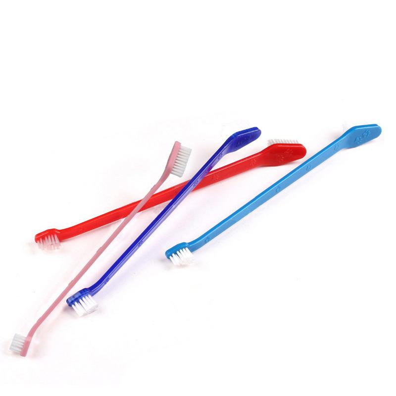 pet supplies pet toothbrush nylon silk dog paw prints size double-headed toothbrush dog oral cleaning dogs and cats toothbrush Application Scenario
