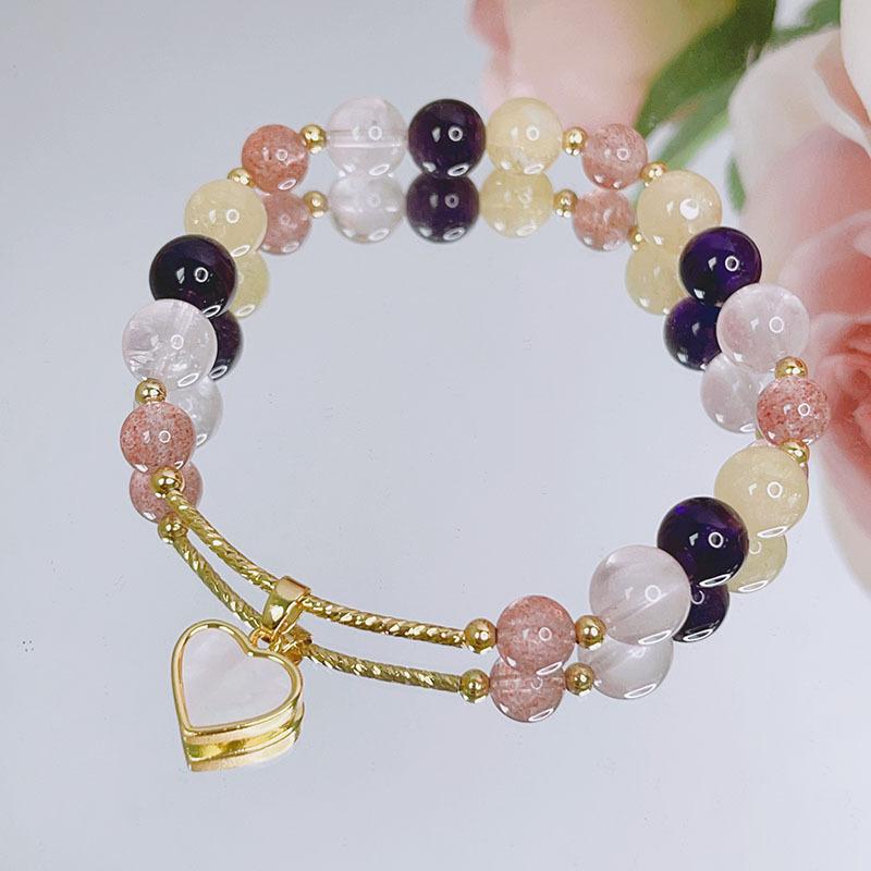 crystal duobao bracelet female shell love purple crystal pink crystal strawberry crystal beaded bracelet simple spring and summer new bracelet