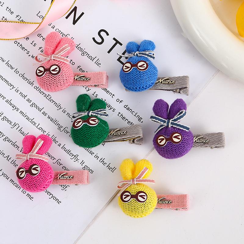 cute rabbit hairpin children's hairpin color duckbill clip fresh sweet girl headwear handmade hair accessories wholesale