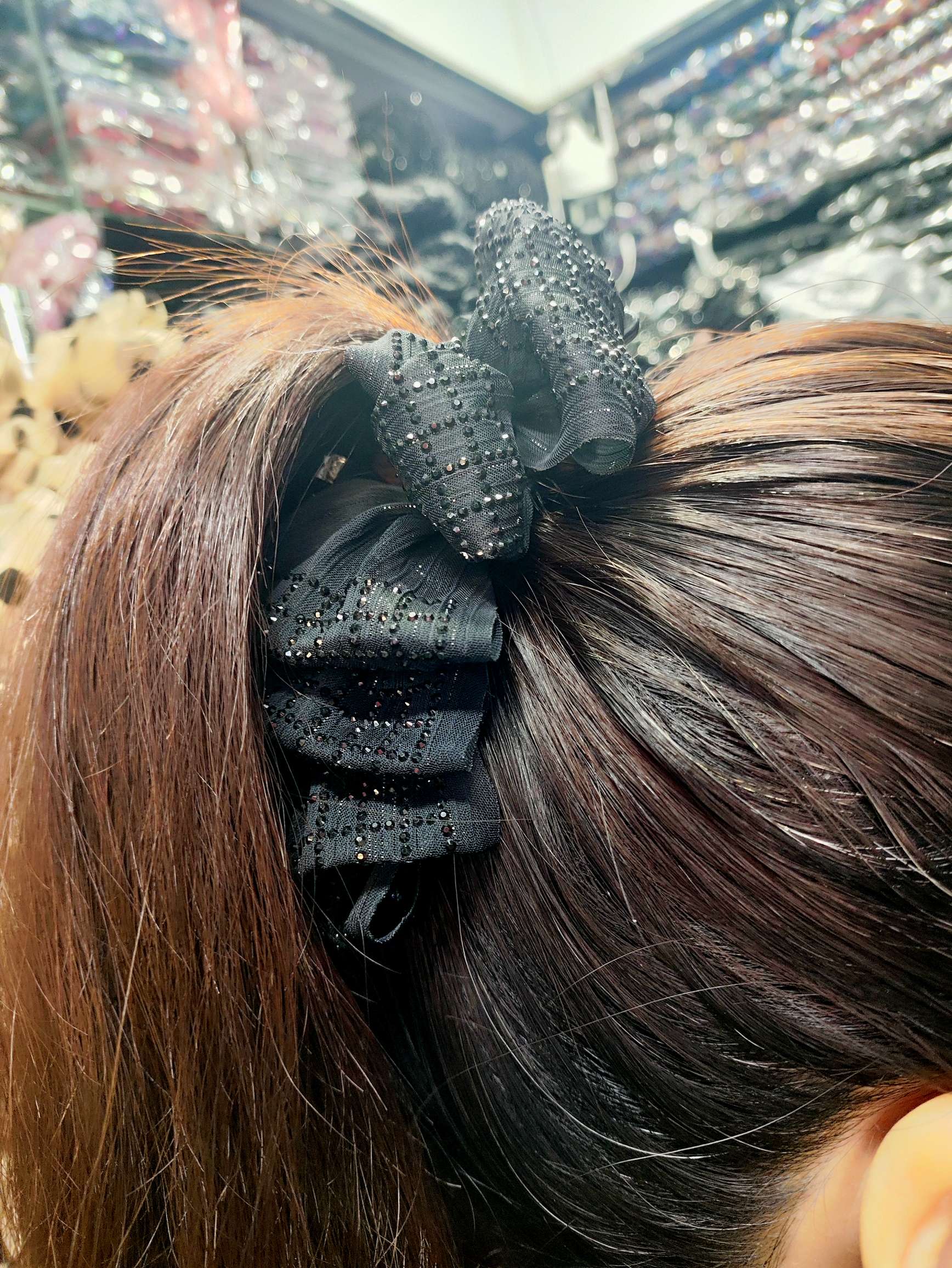 Hair clips for adults, back of the head, ponytail clips, grid diamond, shiny hair accessories, French bow headwear detail image 2