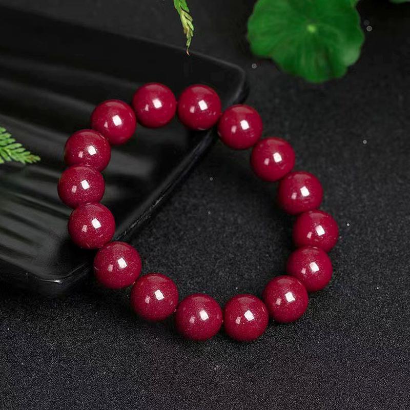 mingdu crystal natural cinnabar bracelet round beads bracelet purple gold sand emperor cinnabar bracelet for men and women