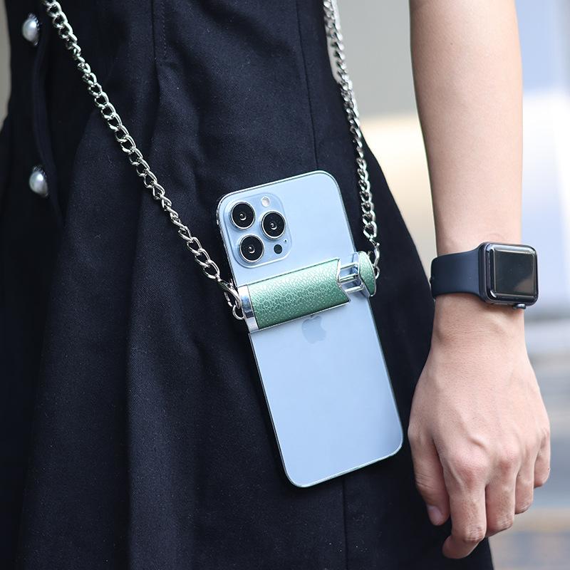 2022 New Metal Phone Crossbody Chain Back Splint Phone Holder Crossbody Chain Phone Accessory Rope Clip Mobile Phone Button