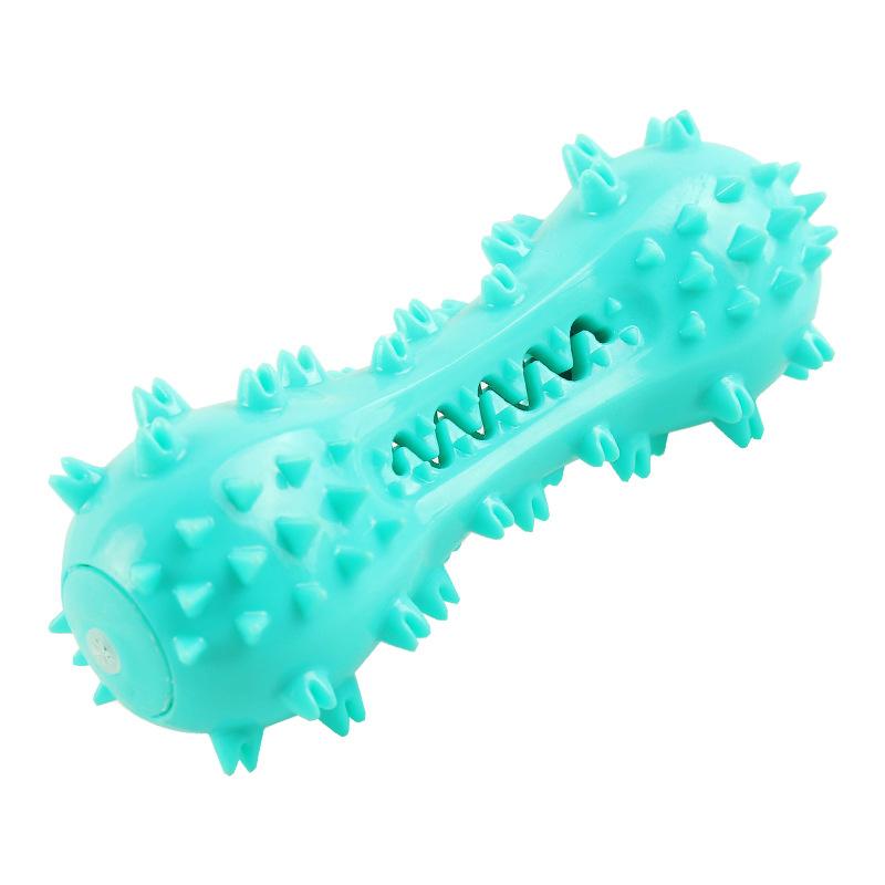 amazon hot sound dumbbell dog toy molar rod bite-resistant glue tooth cleaning bone toothbrush pet supplies Item Picture