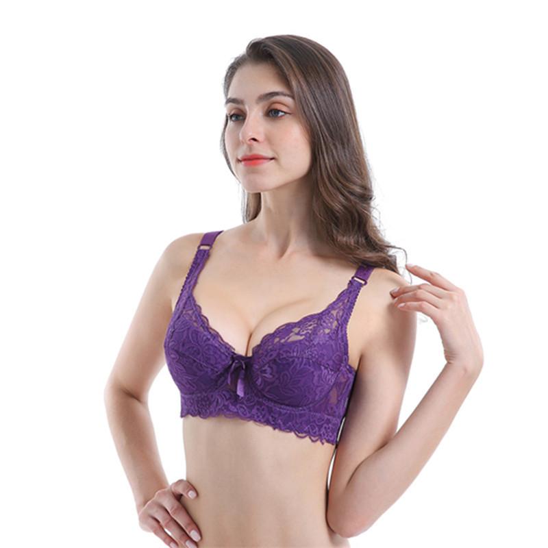 cross-border thin cotton cup plus size breast holding adjustable bra lace push up sexy women's underwear with steel ring wholesale Item Picture