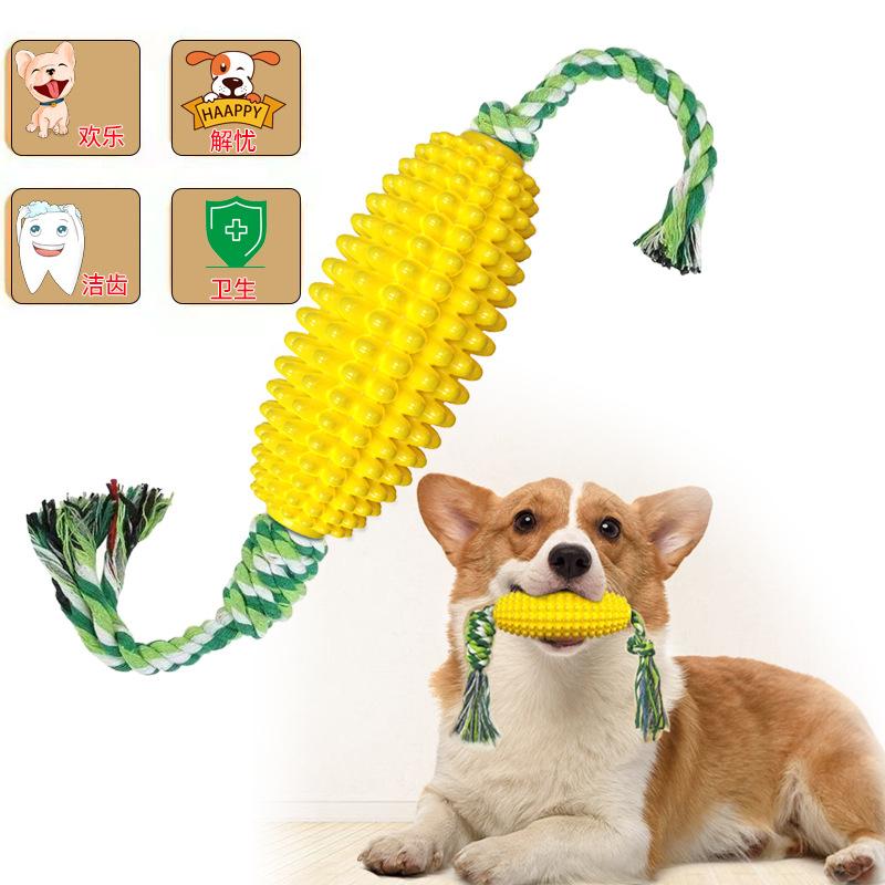 cross-border amazon popular pet toys creative corn teeth grinding stick dog toothbrush bite-resistant training wholesale full figure
