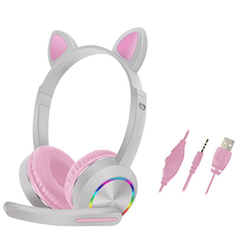 AKZ-020 Cat Ears Luminous Headset for Mobile Phone Computer Headset Cool Stereo Ps4 E-Sports Game Item Picture