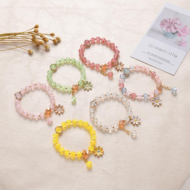 new hot flower crystal bracelet for women pink crystal sunflower sister ladybro student jewelry little daisy bracelet