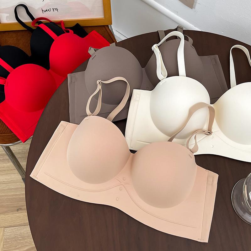 seamless underwear for women tube top non-slip breast holding small chest push up wireless strapless sexy half cup large bra full figure