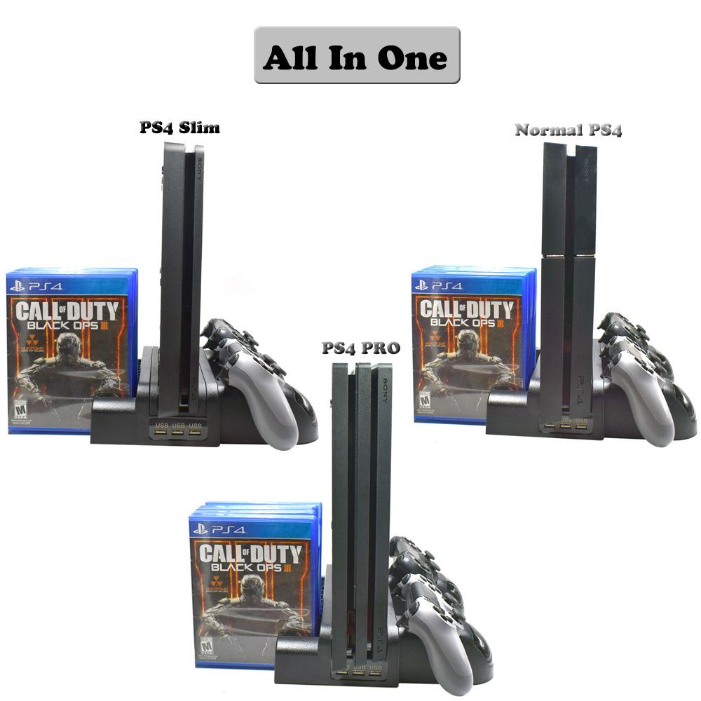 ps4 slim pro main engine cooling fan bracket game disc rack ps4 handle fixed charger double charger storage rack Item Picture