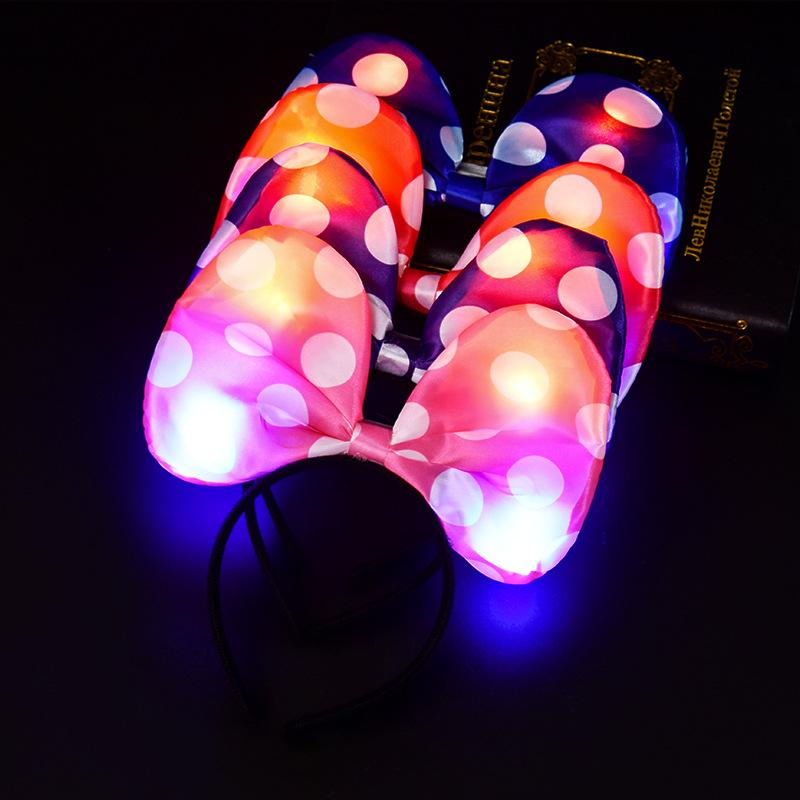 concert props horn light glowing headdress fluorescent hairpin with light rabbit ears hair hoop shiny children's headband