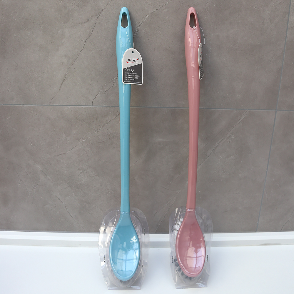 JY1219 Oval Toilet Brush Bathroom Cleaning Scrub Brush with Plastic Long Handle Toilet Scrubber Brush for Household Deep Cleaning thumbnail
