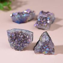 factory wholesale electroplating amethyst crystal cluster vug natural vug purple plated crystal cluster vug rough stone ornament decoration cross-border hot selling