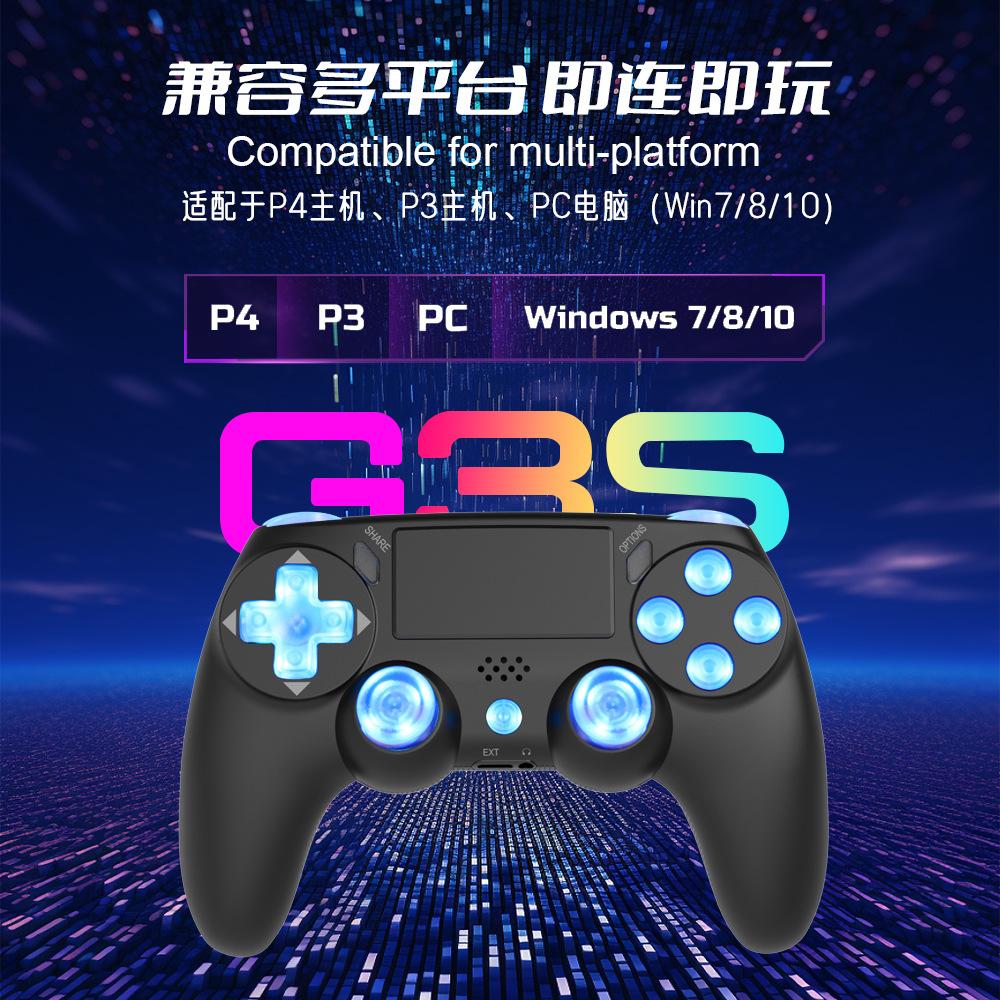 ps4 gamepad compatible with pc computer version six-axis vibration body sense rgb lamp button bluetooth wireless game handle