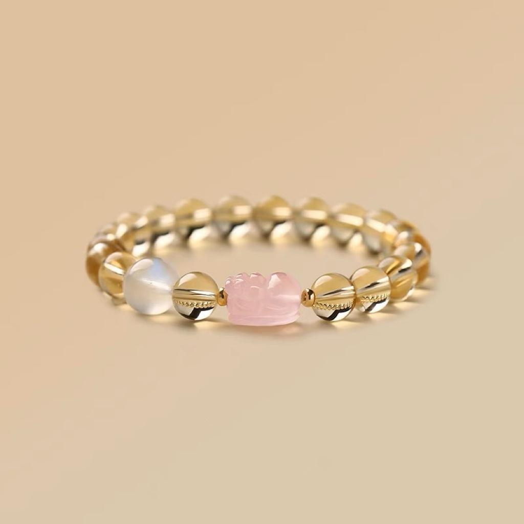 natural 7a grade citrine bracelet genuine goods natural pink crystal bracelet moonstone bracelet design bracelet chinese valentine's day gift