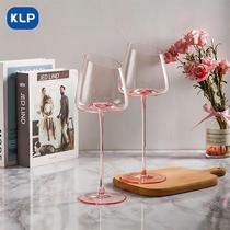 klp flamingo pink crystal red wine glass nordic ins oblique transparent goblet light luxury set