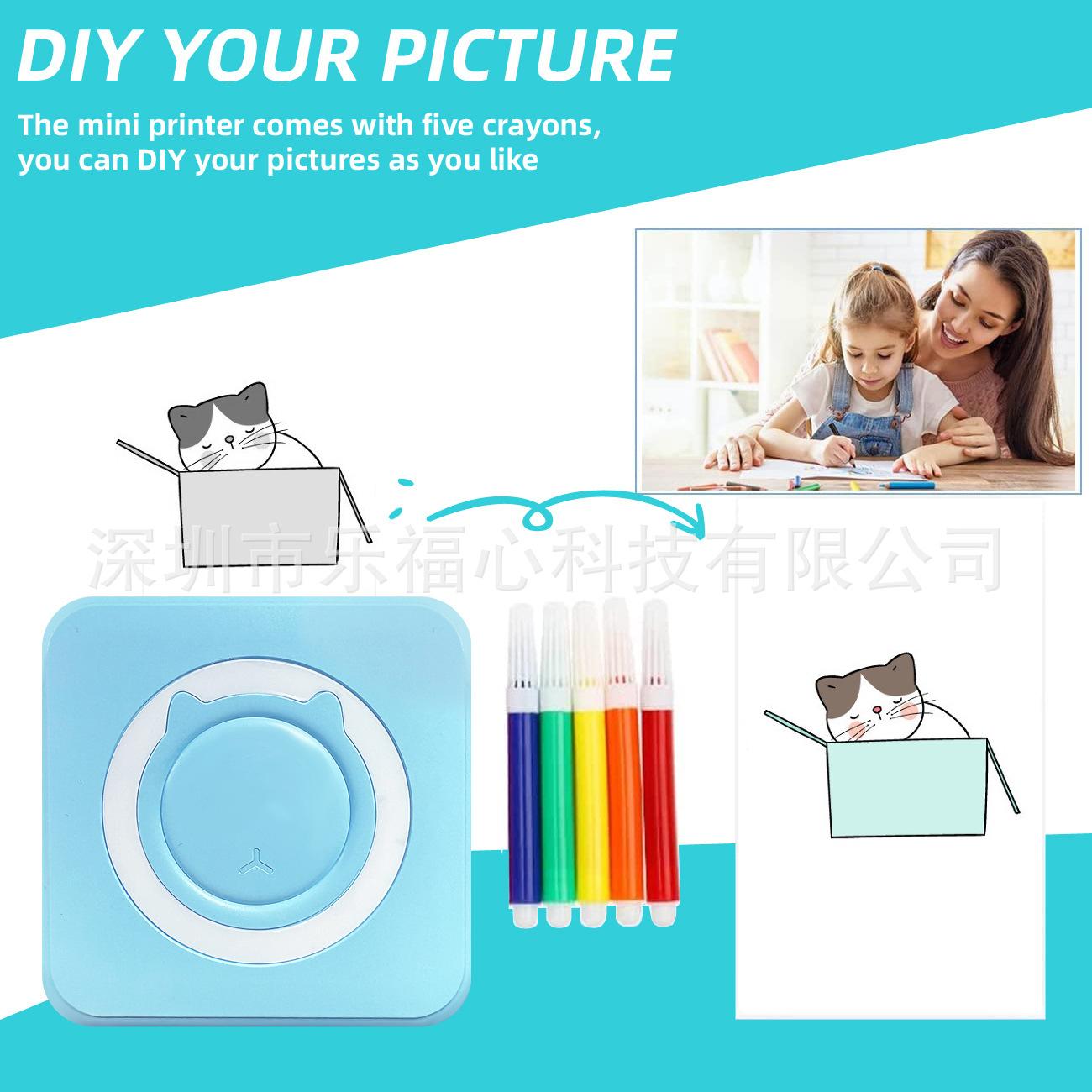 new macaron color series portable printer bluetooth connection ink-free thermal student pocket mini printer