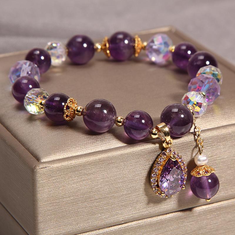 natural purple crystal bracelet for women mori normcore style mild luxury retro bracelet bracelet female friends sisters ornament