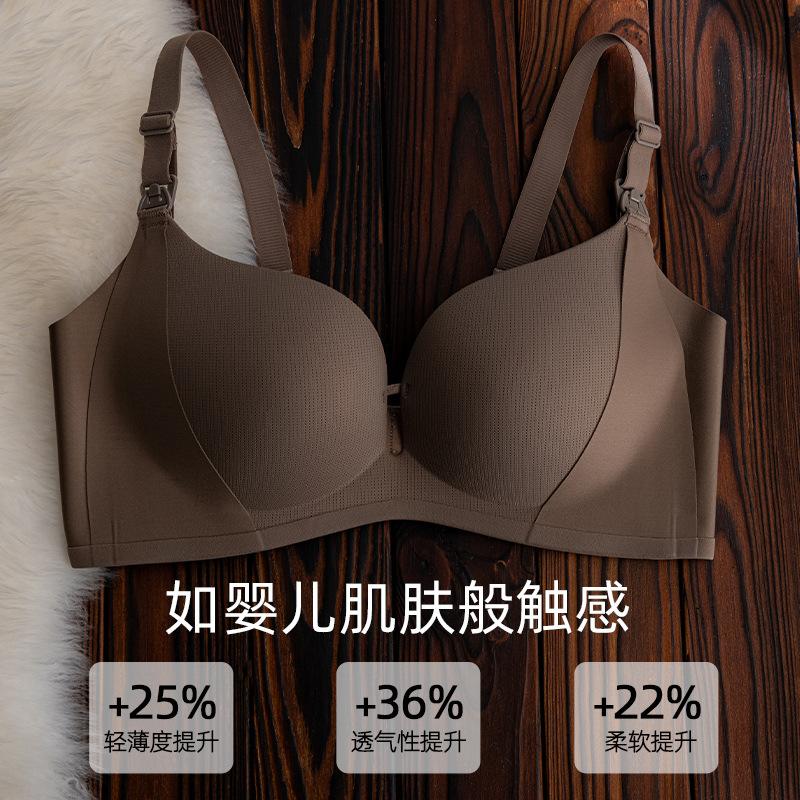 nursing bra pull-up buckle push up and anti-sagging postpartum feeding bra pregnant women pregnancy thin underwear details Picture