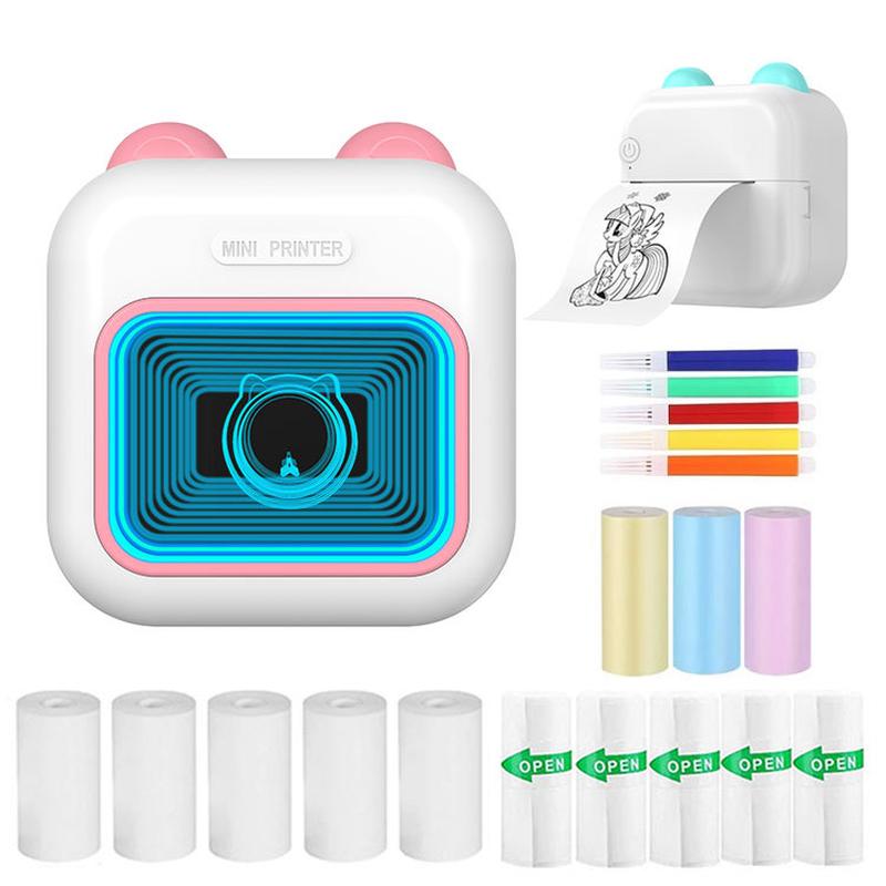 new pocket mini seven-color breathing light printer thermal portable bluetooth connection ink-free printer wholesale