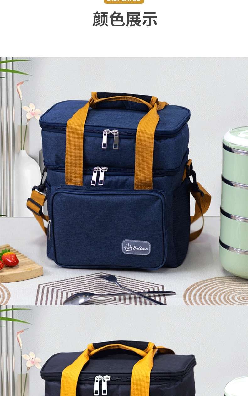 Wholesale lunch bags in stock, 17-liter refrigerated lunch box bags, expandable double-layer lunch bags, leak-proof hand-held insulated bags