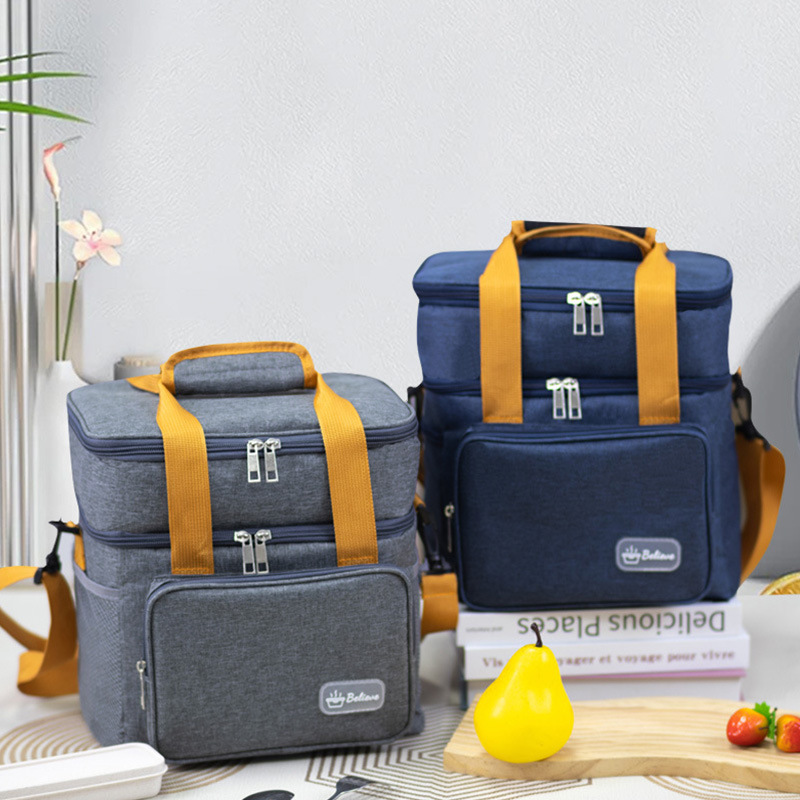 Wholesale lunch bags in stock, 17-liter refrigerated lunch box bags, expandable double-layer lunch bags, leak-proof hand-held insulated bags detail image 10