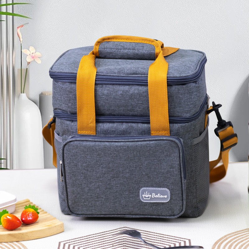 Wholesale lunch bags in stock, 17-liter refrigerated lunch box bags, expandable double-layer lunch bags, leak-proof hand-held insulated bags Item Picture