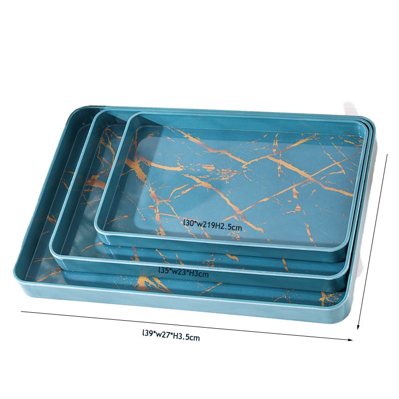 Melamine plate, fruit plate, home living room coffee table, snack fruit plate, round rectangular, marble-patterned melamine tray, green pic 1