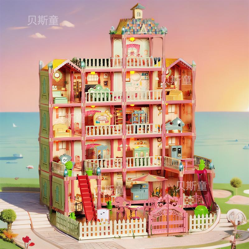 amazon diy princess house girls playing house toy doll house castle villa girls play house cross-border