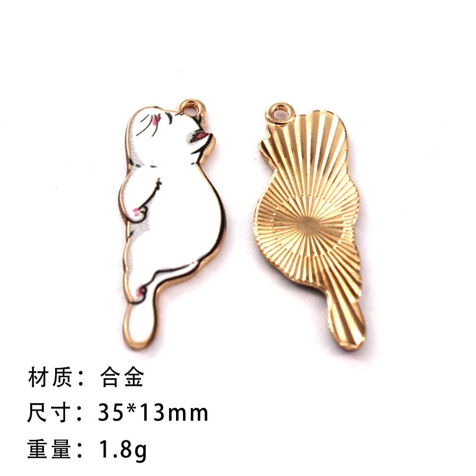 Japanese-style little cat printed cartoon DIy oil-dripping alloy pendant earrings keychain pendant accessories Item Picture
