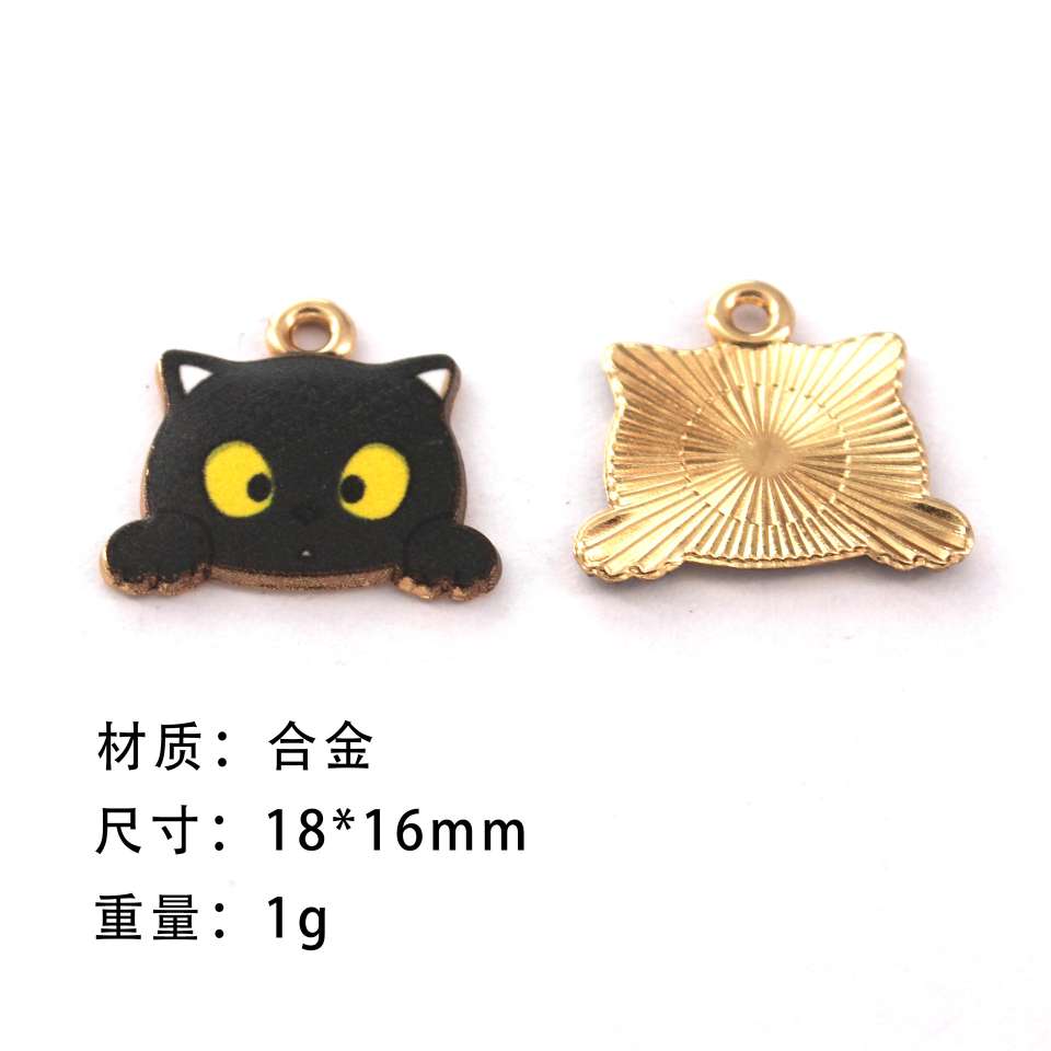 Japanese-style little cat printed cartoon DIy oil-dripping alloy pendant earrings keychain pendant accessories Application Scenario
