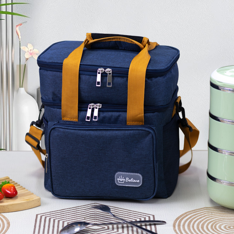 Wholesale lunch bags in stock, 17-liter refrigerated lunch box bags, expandable double-layer lunch bags, leak-proof hand-held insulated bags detail image 6