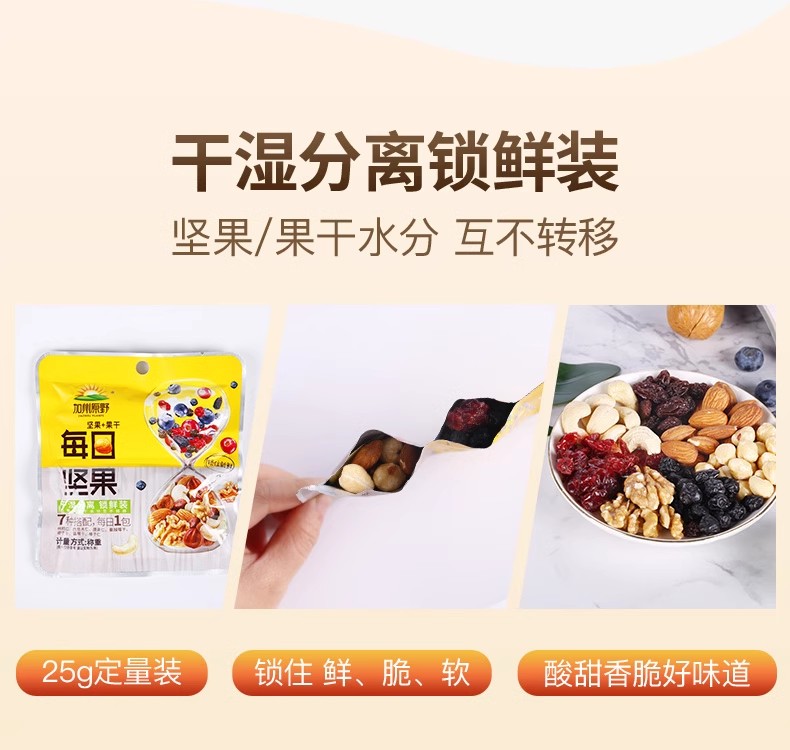 批发包邮！加州原野每日坚果750g干湿分离锁鲜装礼盒装零食组合混合干果小包详情10