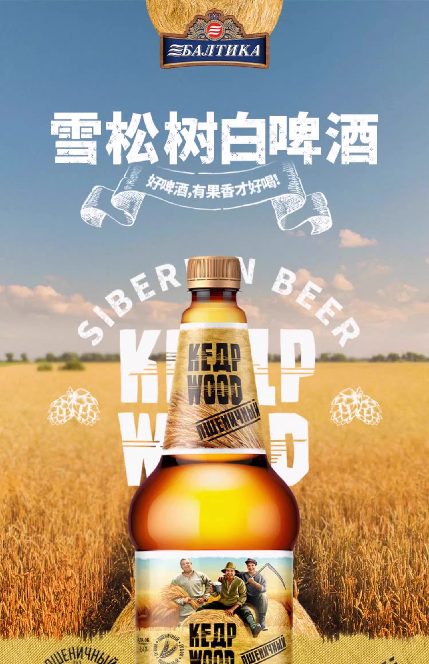 包邮批发！俄罗斯进口啤酒精酿啤酒烈酒 雪松树白啤酒1.2L 4.8%详情2