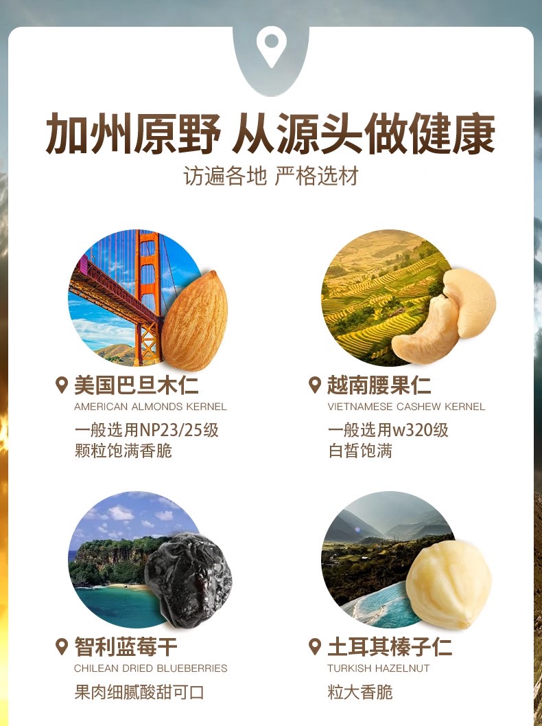批发包邮！加州原野每日坚果750g干湿分离锁鲜装礼盒装零食组合混合干果小包详情4