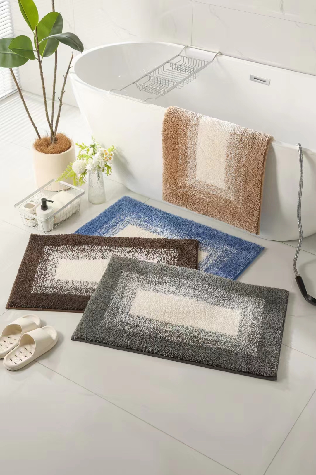 New ultra-fine gradient floor mat, anti-slip mat, floor mat, door mat, bathroom mat, absorbent mat, kitchen mat, carpet with TPR base. The product quality is good, the fabric is thick, and the size is 40*60CM details Picture