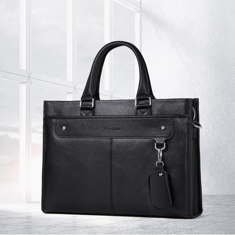 king paul men's briefcase high-grade business handbag computer bag cowhide crossbody bag leather briefcase