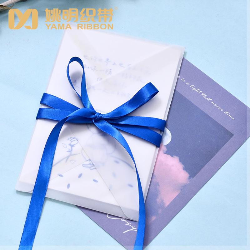 yao ming ribbon fireworks display packaging clothing blue ribbon diy handmade baking gift double-sided 3-point bow ribbon Specification drawing
