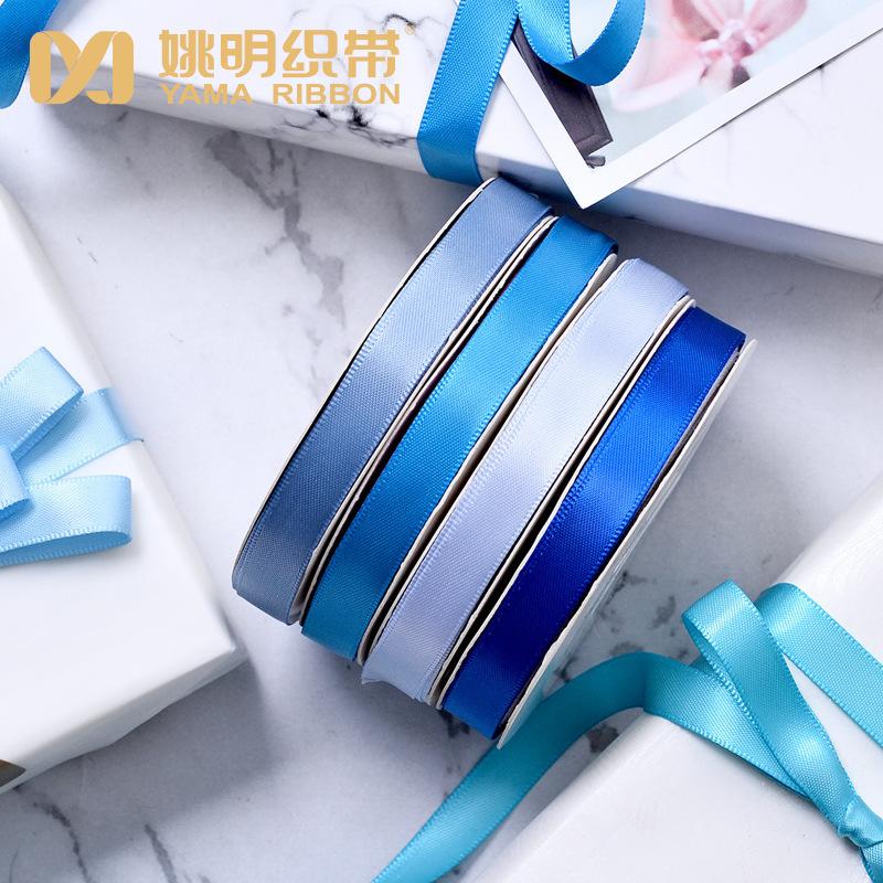yao ming ribbon fireworks display packaging clothing blue ribbon diy handmade baking gift double-sided 3-point bow ribbon Application Scenario
