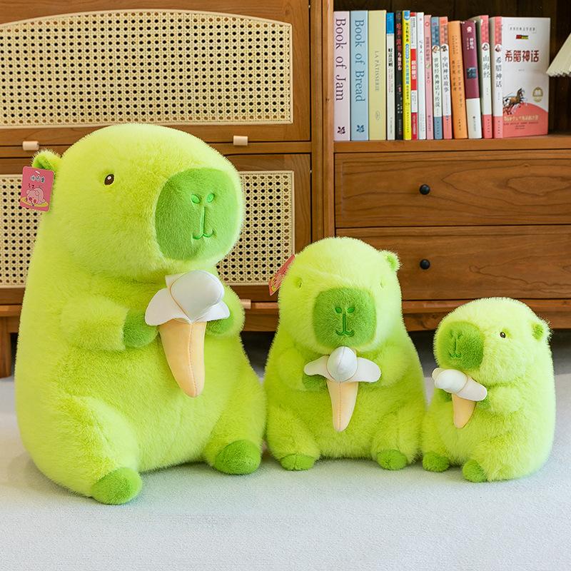 Trending Creative Non-Banana Green Capybara Doll Plush Toys Ragdoll Holding Banana Khaki Barra Doll Girlfriends' Gift