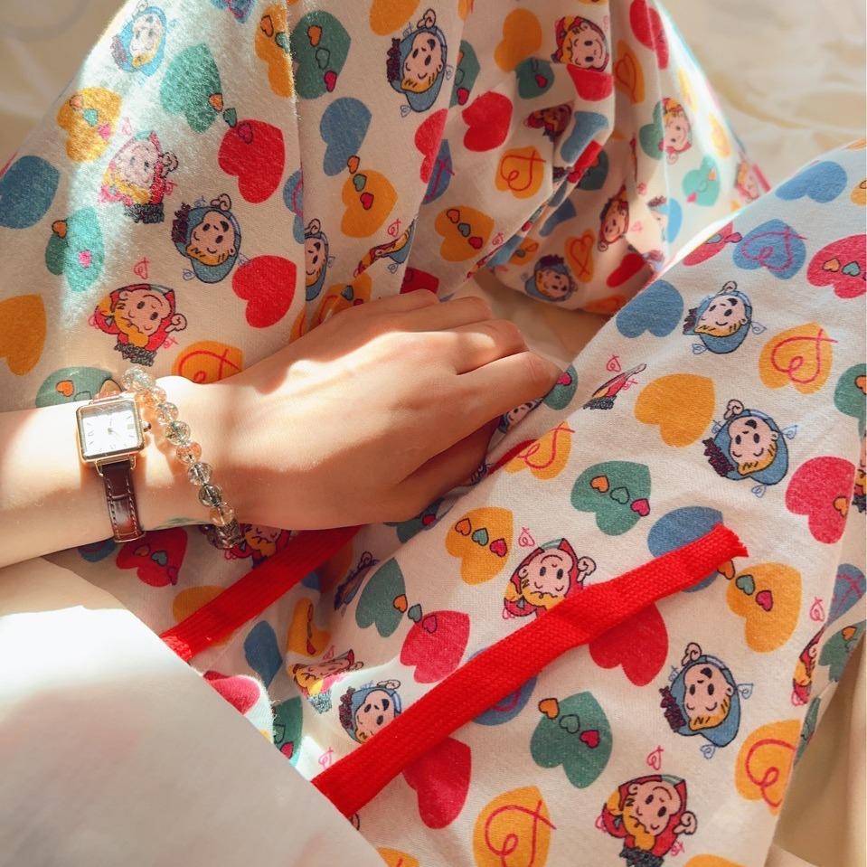 cotton brushed yuantian apple cherry baggy pajama pants cute home pants