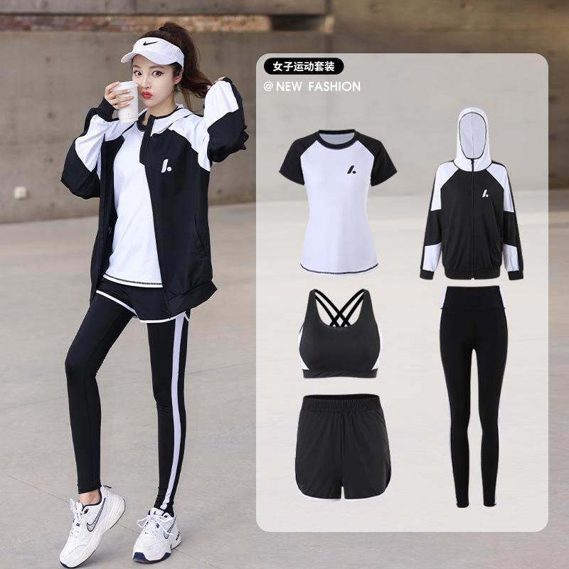 Pear Card New Yoga Wear Women's Quick-Drying Outfit Gym Sportswear Slim Fit Slim Look Running Workout Clothes Five-Piece Set
