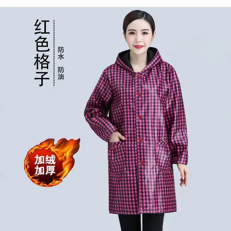 [one piece dropshipping] overclothes fleece-lined autumn and winter men's and women's waterproof oil-proof new work clothes unlined long gown camouflage protective clothing Specification drawing