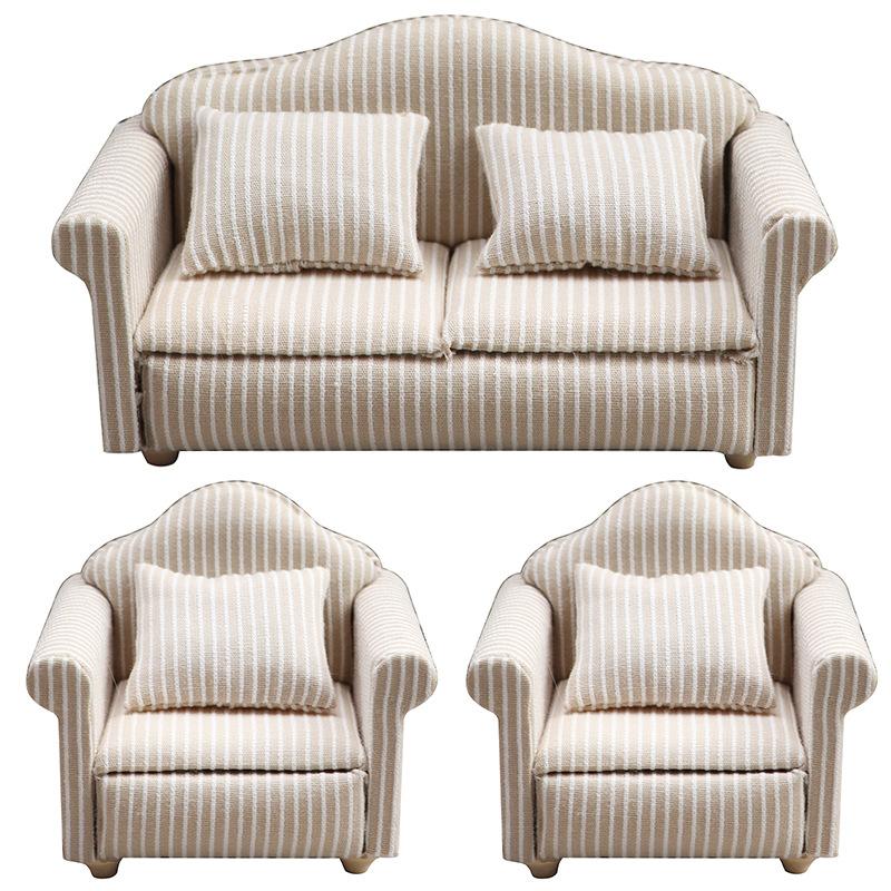 1:12 dollhouse dollhouse mini furniture living room furniture white striped beige sofa three-piece set