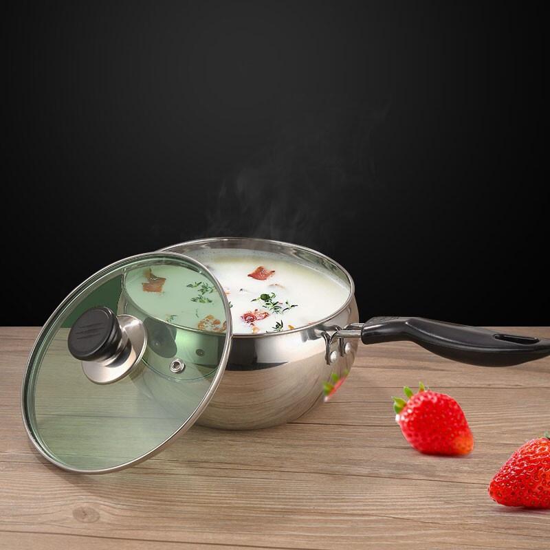 stainless steel gift soup hot milk noodle milk pot single handle double ear thickened composite steel induction cooker small soup pot steamer Application Scenario
