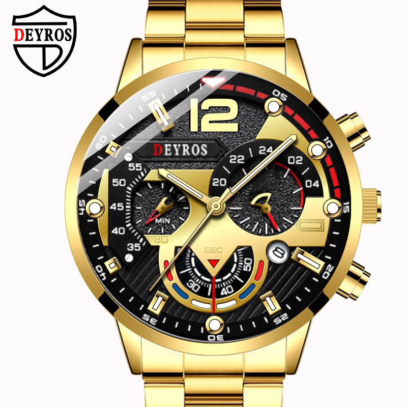 Deyros Watch Men's Watch Calendar Men's Watch Six-Pin Steel Belt Watch Quartz Watch Sports Men's Watch Luminous Watch Men