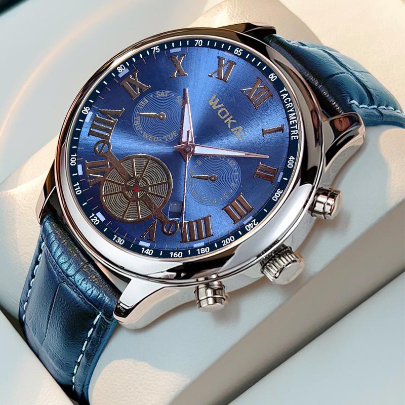 2023 new wokai wokai business watch quartz sport watch casual belt men's watch men's watch full figure