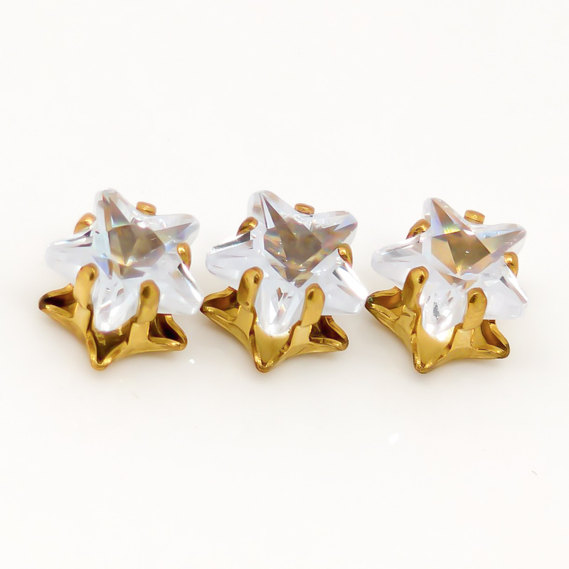 Five-pointed star zircon claw accessories, rough accessories, copper accessories, can be made into ear studs wholesale, mobile phone cases, decorative accessories, nail art ornaments details Picture