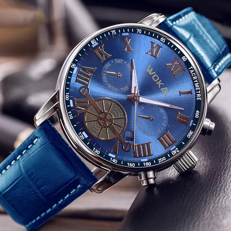 2023 new wokai wokai business watch quartz sport watch casual belt men's watch men's watch details Picture